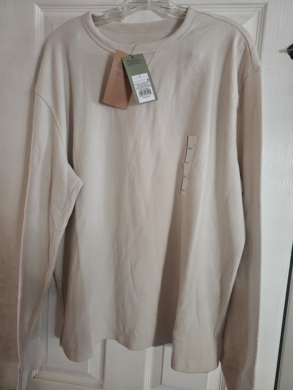New Men's Long-Sleeve Crewneck Shirt - Cream